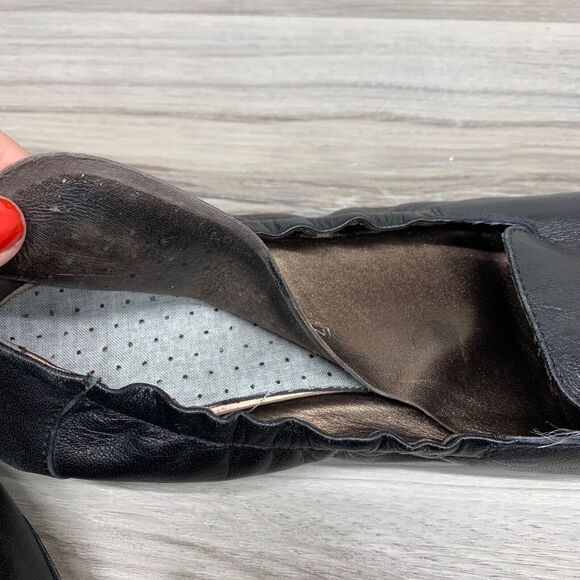 AGL Black Leather Patent Leather CapToe Ballet Flats Shoes Women Size 39 US 9 - Picture 9 of 13